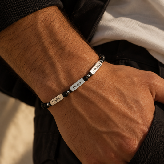 Pulseira Preto Mate com Nomes