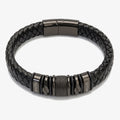 Pulseira Couro e Argolas Gravadas