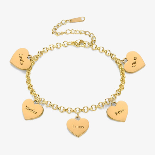 Pulseira Corações Pendentes