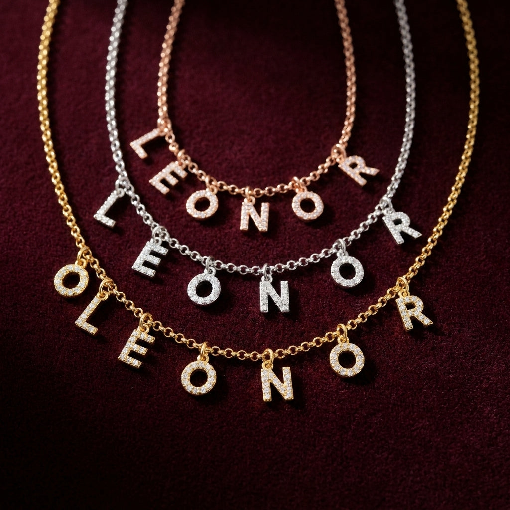 Colar Letras Pendentes Cintilantes
